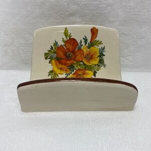 VTG California Poppy Ceramic Napkin Holder Letter Holder Boho Kitchen‎ Decor